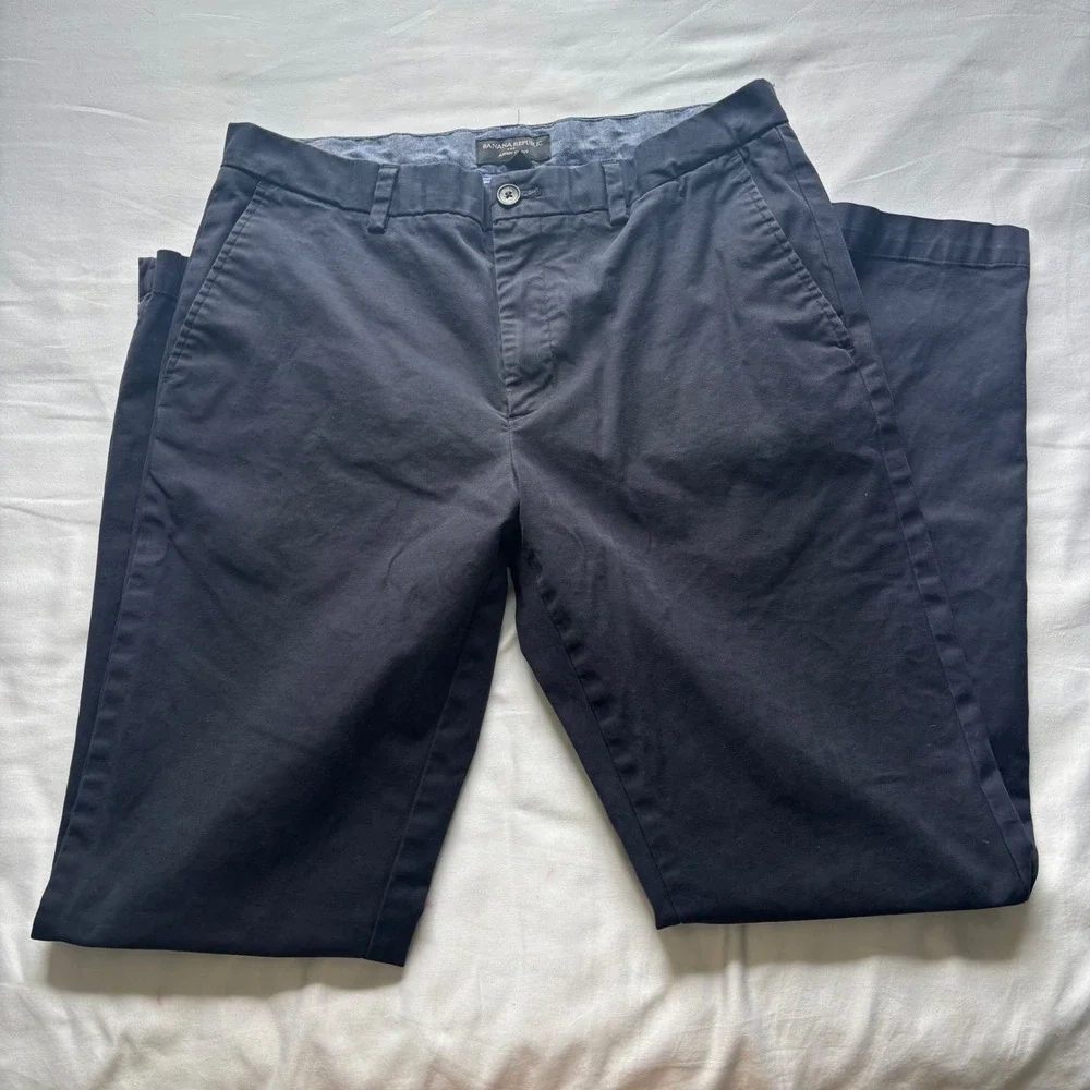 Banana Republic Aiden Slim Fit Chino Pants Mens 34x34 Blue Flat Front Trousers